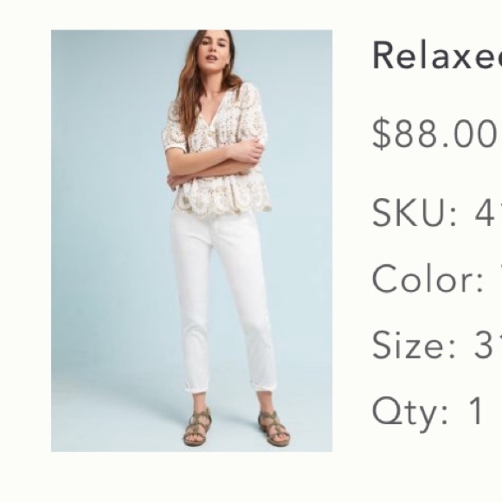 Anthropologie Relaxed Fit Embroidered Chinos